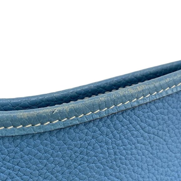 Auth HERMES Evelyne II PM - Blue Jean Taurillon Clemence Square H Shoulder Bag - Picture 13 of 16